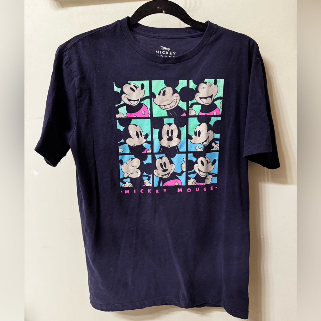 3 For $10 Mickey Mouse Faces Navy Blue Unisex Men’s Tee Shirt Medium Pop Fun
